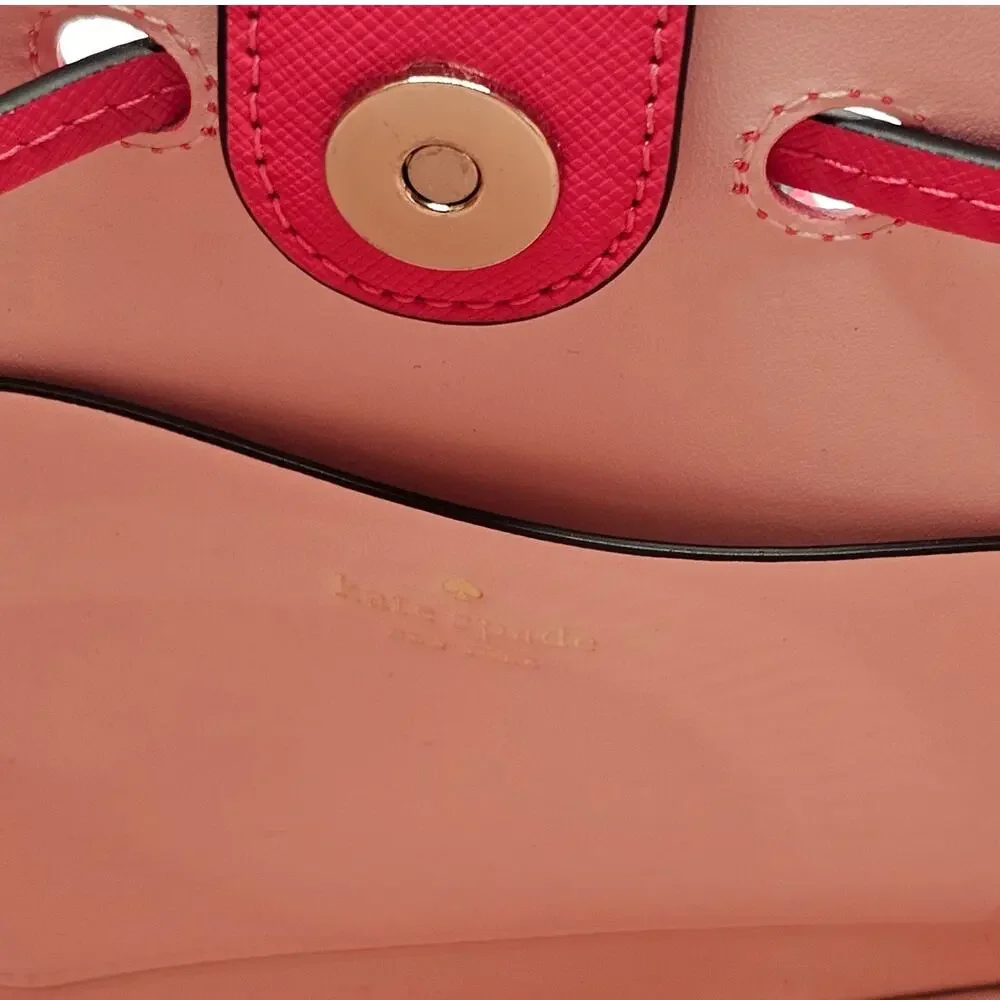 Kate Spade New York Marti Large Leather Bucket Crossbody Bag Coral Pink